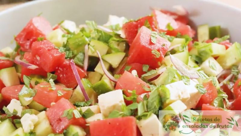 Ensalada de sandía, pepino y queso feta ️ Recetas de ensaladas de